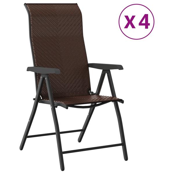 Grote foto vidaxl tuinstoelen 4 st inklapbaar poly rattan bruin tuin en terras tuinmeubelen