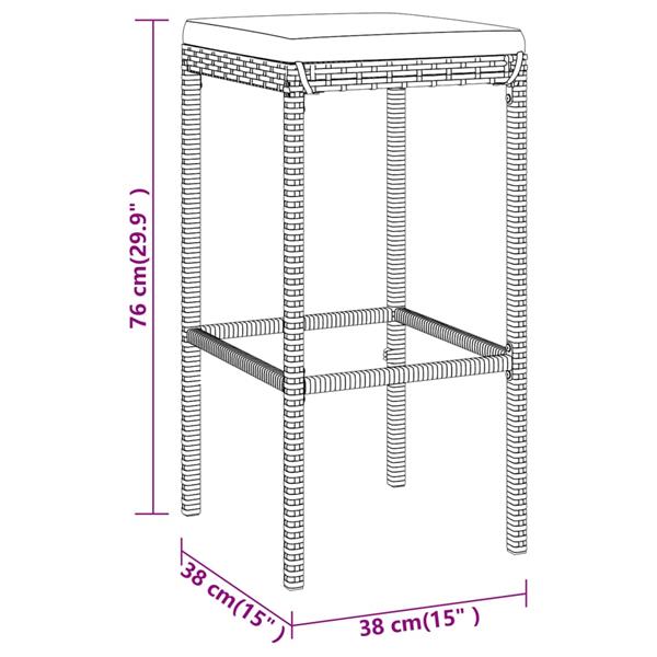 Grote foto vidaxl 3 delige tuinbarset met kussens poly rattan zwart tuin en terras tuinmeubelen