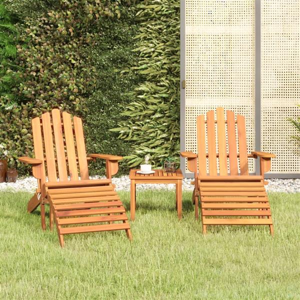 Grote foto vidaxl 3 delige loungeset adirondack massief acaciahout tuin en terras tuinmeubelen