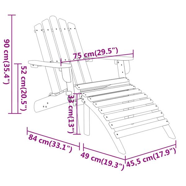 Grote foto vidaxl 3 delige loungeset adirondack massief acaciahout tuin en terras tuinmeubelen