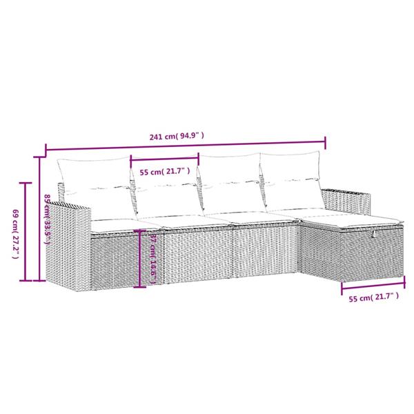 Grote foto vidaxl 5 delige loungeset met kussens poly rattan bruin tuin en terras tuinmeubelen