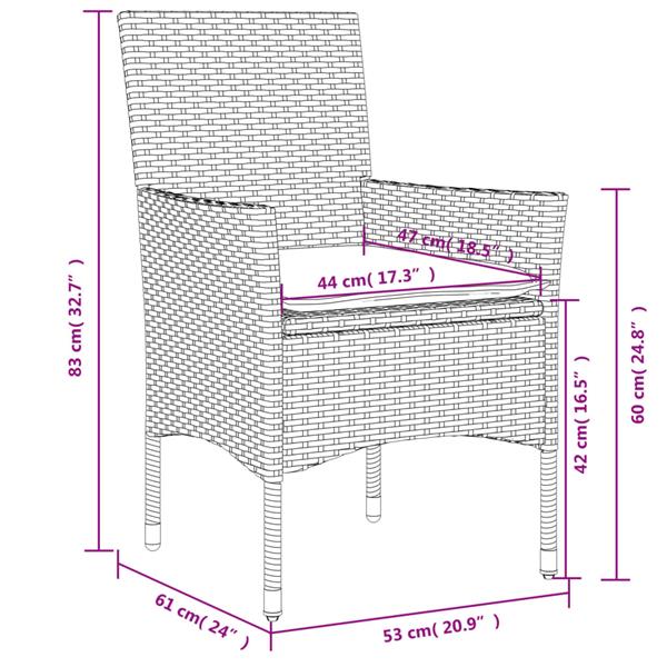 Grote foto vidaxl 5 delige tuinset met kussens poly rattan en glas beige tuin en terras tuinmeubelen