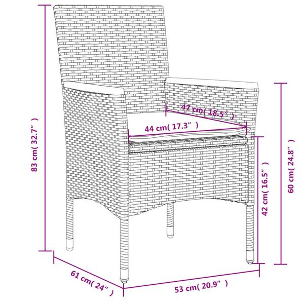 Grote foto vidaxl 5 delige tuinset met kussens poly rattan en glas zwart tuin en terras tuinmeubelen