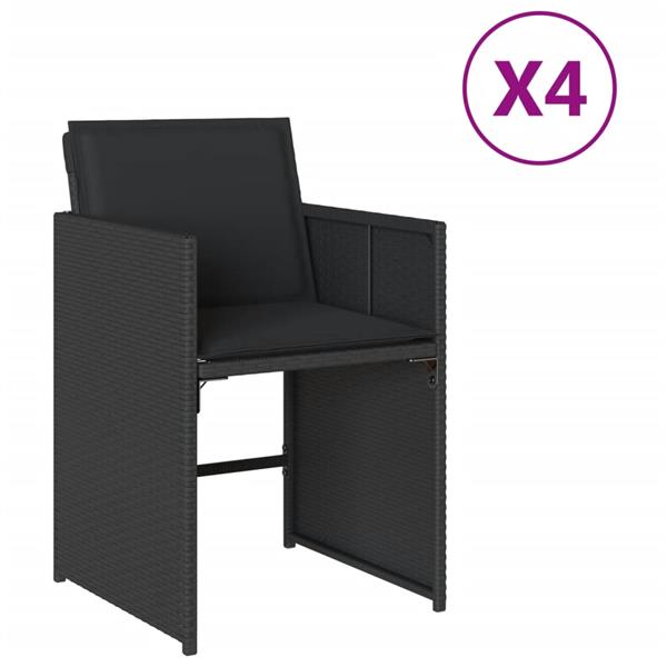 Grote foto vidaxl tuinstoelen 4 st met kussens poly rattan zwart tuin en terras tuinmeubelen