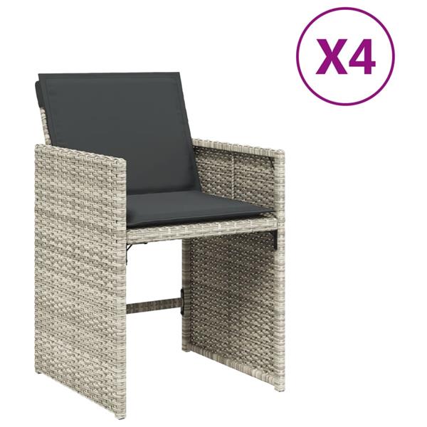 Grote foto vidaxl tuinstoelen 4 st met kussens poly rattan lichtgrijs tuin en terras tuinmeubelen