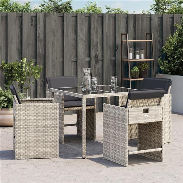 Grote foto vidaxl tuinstoelen 4 st met kussens poly rattan lichtgrijs tuin en terras tuinmeubelen