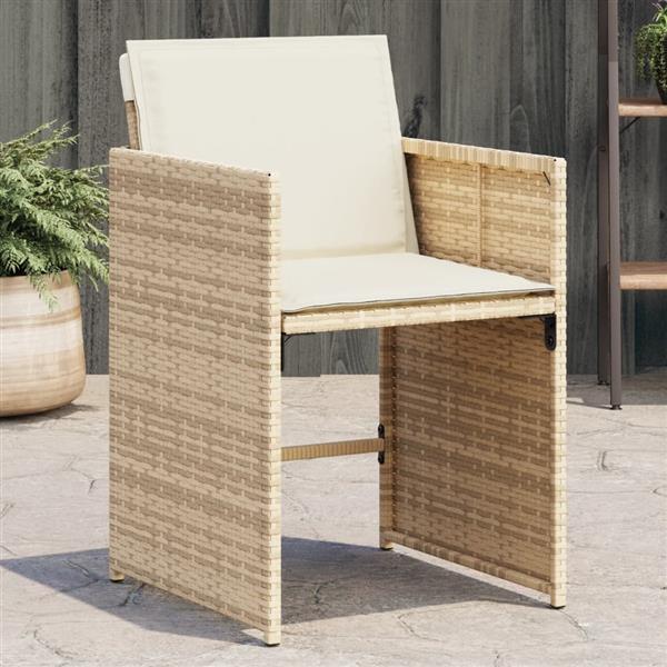 Grote foto vidaxl tuinstoelen 4 st met kussens poly rattan beige tuin en terras tuinmeubelen