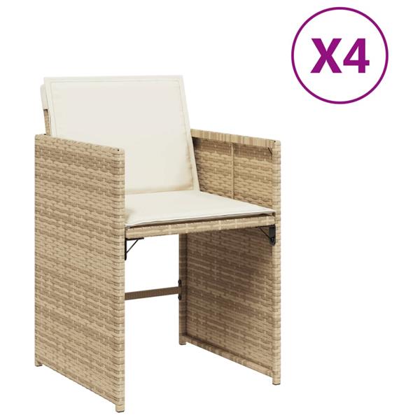 Grote foto vidaxl tuinstoelen 4 st met kussens poly rattan beige tuin en terras tuinmeubelen