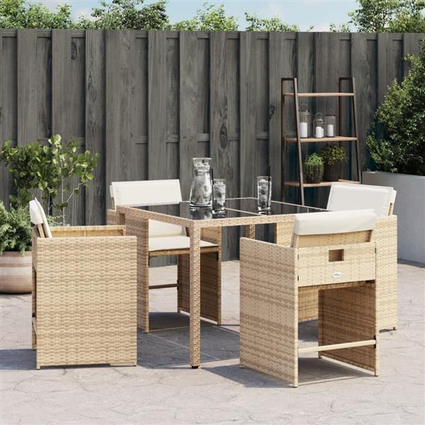 Grote foto vidaxl tuinstoelen 4 st met kussens poly rattan beige tuin en terras tuinmeubelen