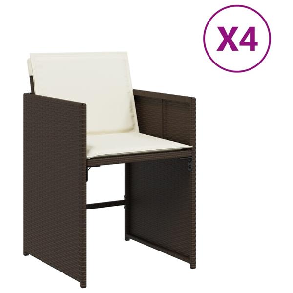 Grote foto vidaxl tuinstoelen 4 st met kussens poly rattan bruin tuin en terras tuinmeubelen