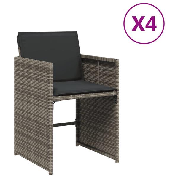 Grote foto vidaxl tuinstoelen 4 st met kussens poly rattan grijs tuin en terras tuinmeubelen