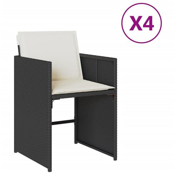 Grote foto vidaxl tuinstoelen 4 st met kussens poly rattan zwart tuin en terras tuinmeubelen