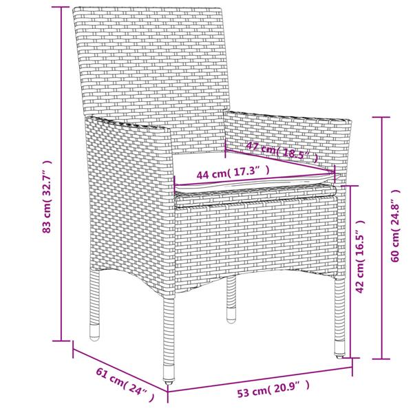 Grote foto vidaxl 5 delige tuinset met kussens poly rattan en glas zwart tuin en terras tuinmeubelen