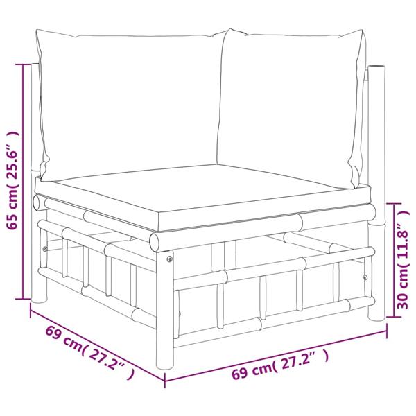 Grote foto vidaxl 4 delige loungeset met kussens bamboe donkergrijs tuin en terras tuinmeubelen