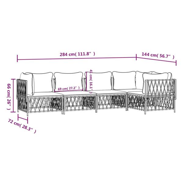 Grote foto vidaxl 5 delige loungeset met kussens staal wit tuin en terras tuinmeubelen