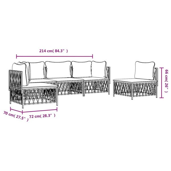 Grote foto vidaxl 5 delige loungeset met kussens staal wit tuin en terras tuinmeubelen