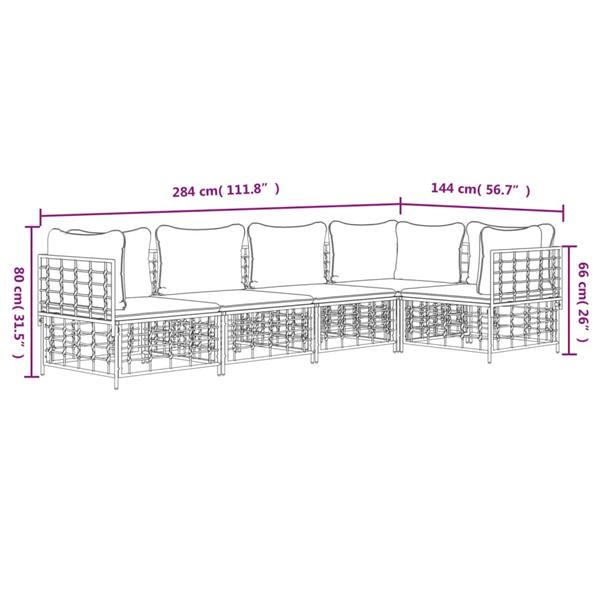 Grote foto vidaxl 5 delige loungeset met kussens poly rattan antracietkleurig tuin en terras tuinmeubelen