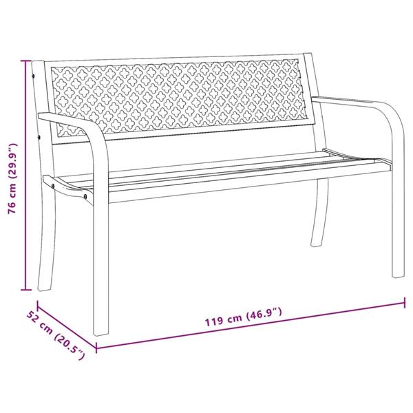 Grote foto vidaxl tuinbankje 119 cm staal zwart tuin en terras tuinmeubelen