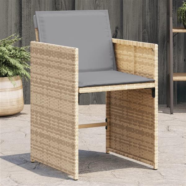 Grote foto vidaxl tuinstoelen 4 st met kussens poly rattan gemengd beige tuin en terras tuinmeubelen