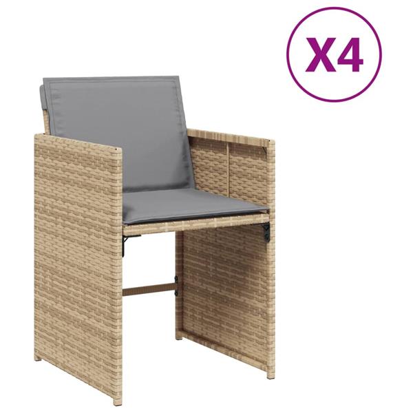 Grote foto vidaxl tuinstoelen 4 st met kussens poly rattan gemengd beige tuin en terras tuinmeubelen