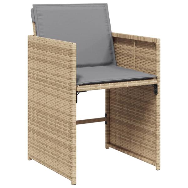 Grote foto vidaxl tuinstoelen 4 st met kussens poly rattan gemengd beige tuin en terras tuinmeubelen