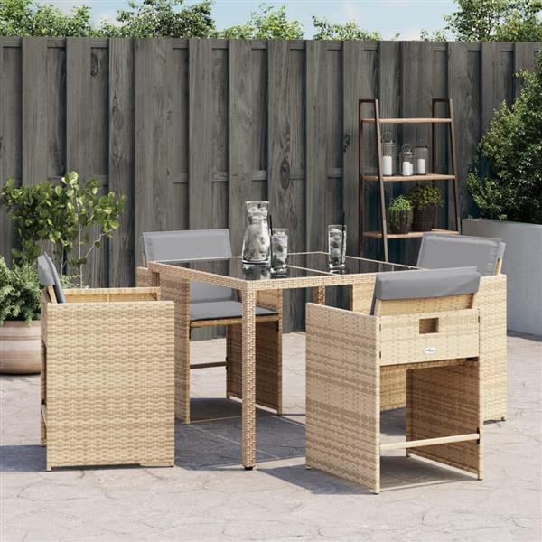 Grote foto vidaxl tuinstoelen 4 st met kussens poly rattan gemengd beige tuin en terras tuinmeubelen