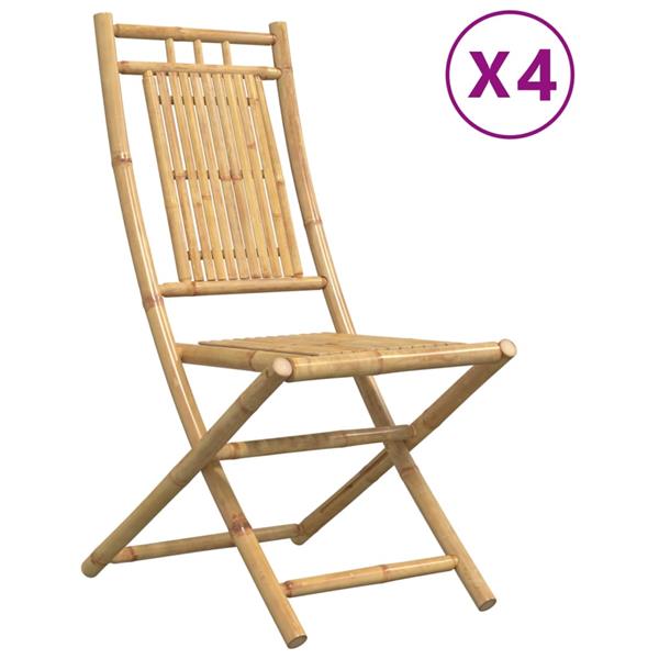 Grote foto vidaxl tuinstoelen 4 st inklapbaar 46x66x99 bamboe tuin en terras tuinmeubelen