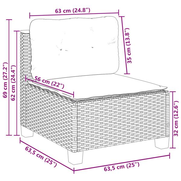 Grote foto vidaxl 5 delige loungeset met kussens poly rattan grijs tuin en terras tuinmeubelen