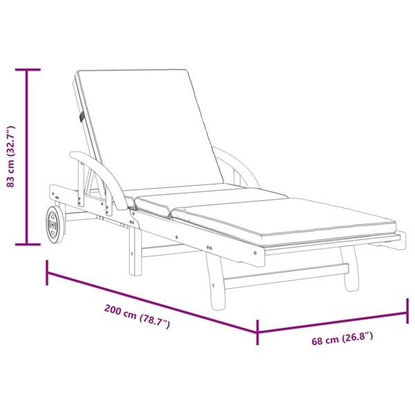 Grote foto vidaxl ligbedden 2 st met kussens 200x68x83 cm massief acaciahout tuin en terras tuinmeubelen