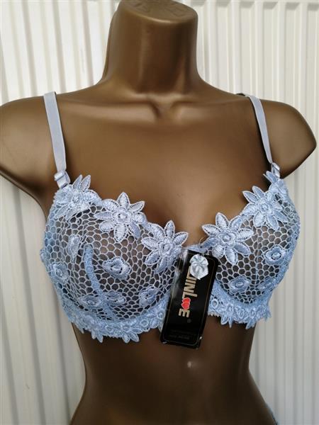 Grote foto elegante zachtblauwe bh slip voor d cups kleding dames ondergoed en lingerie