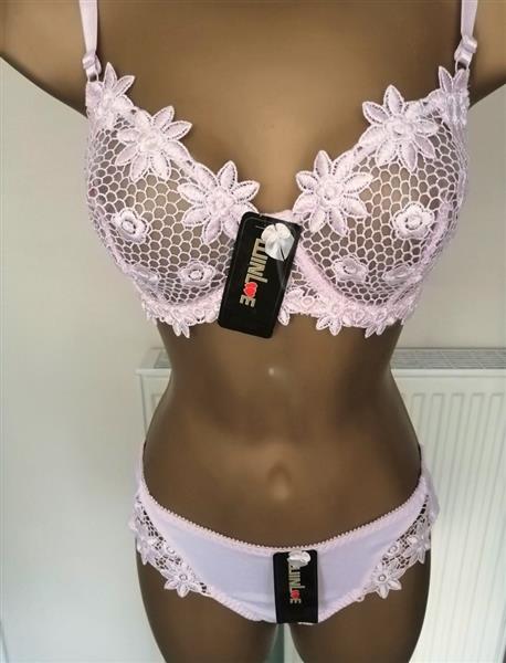 Grote foto chique zachtroze bh met slip voor d cups kleding dames ondergoed en lingerie