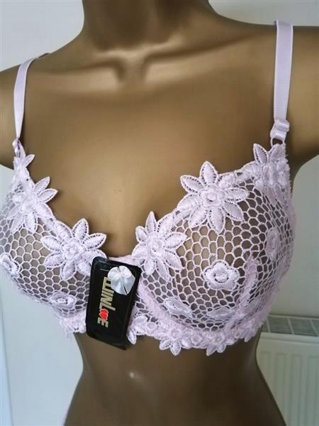 Grote foto chique zachtroze bh met slip voor d cups kleding dames ondergoed en lingerie