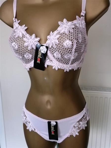 Grote foto chique zachtroze bh met slip voor d cups kleding dames ondergoed en lingerie