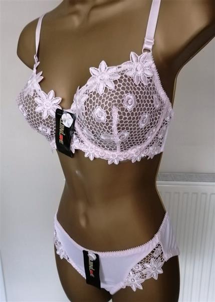 Grote foto chique zachtroze bh met slip voor d cups kleding dames ondergoed en lingerie