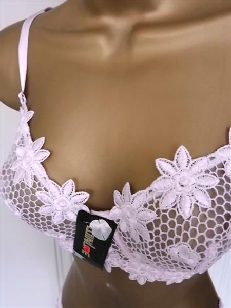 Grote foto chique zachtroze bh met slip voor d cups kleding dames ondergoed en lingerie