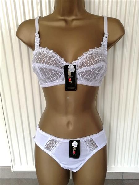 Grote foto witte doorzichtige bh zonder beugel met slip kleding dames ondergoed en lingerie