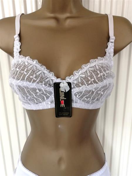 Grote foto witte doorzichtige bh zonder beugel met slip kleding dames ondergoed en lingerie