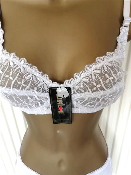 Grote foto witte doorzichtige bh zonder beugel met slip kleding dames ondergoed en lingerie