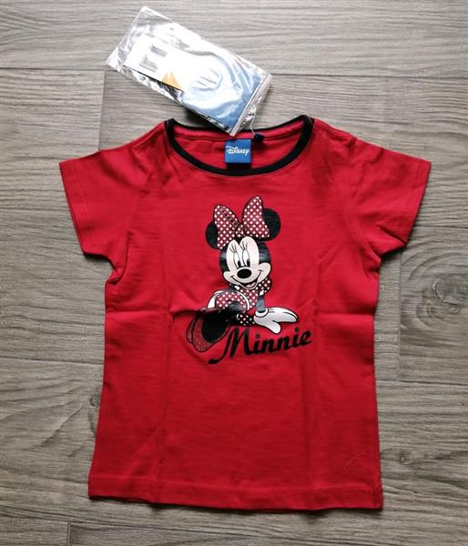 Grote foto rood t shirt van minnie mouse met fijne glitter kinderen en baby maat 104