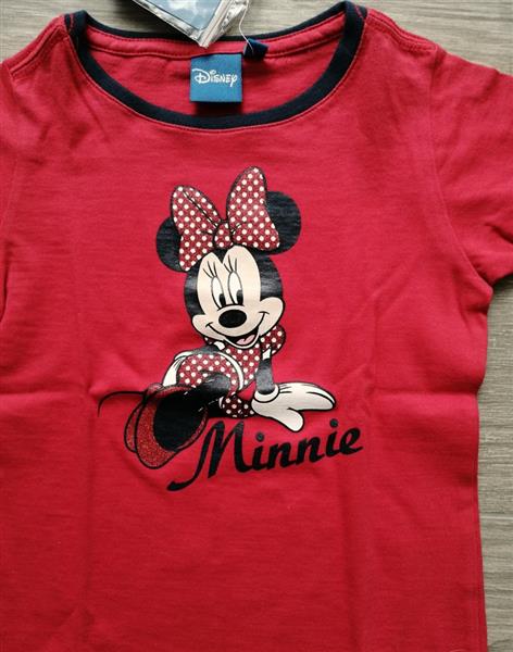 Grote foto rood t shirt van minnie mouse met fijne glitter kinderen en baby maat 104