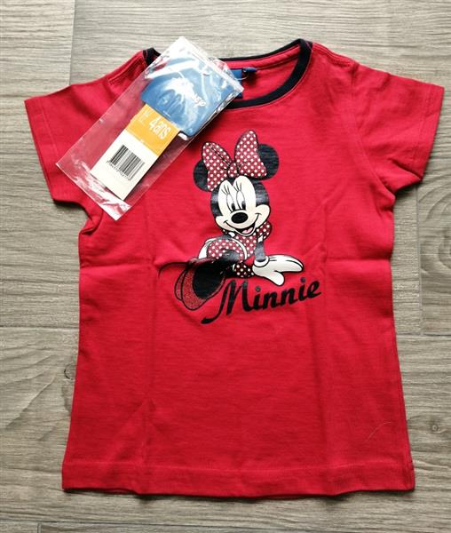 Grote foto rood t shirt van minnie mouse met fijne glitter kinderen en baby maat 104