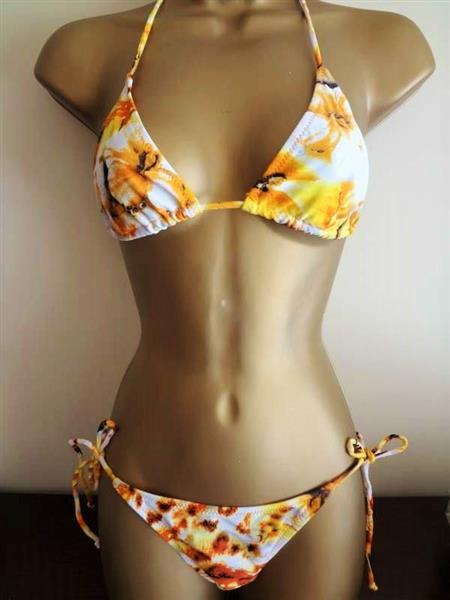 Grote foto witte bikini met print in warme kleuren yamamay kleding dames badmode en zwemkleding