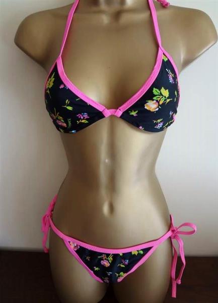 Grote foto zwarte bikini met fuchsia en ruches yamamay kleding dames badmode en zwemkleding