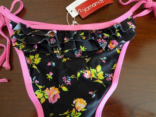 Grote foto zwarte bikini met fuchsia en ruches yamamay kleding dames badmode en zwemkleding