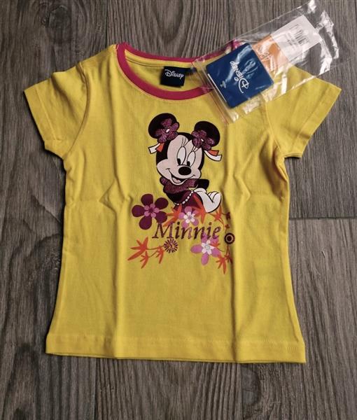 Grote foto geel t shirt met minnie mouse in glitterprint kinderen en baby maat 104