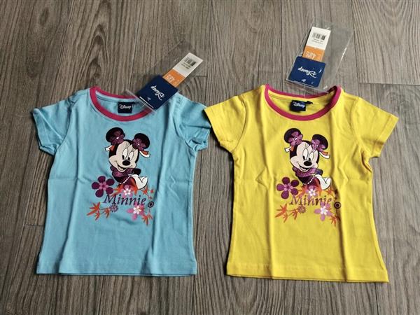 Grote foto geel t shirt met minnie mouse in glitterprint kinderen en baby maat 104