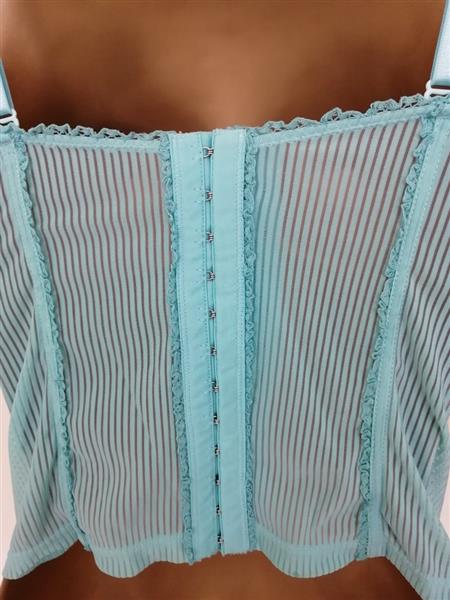 Grote foto prachtig turquoise torselet met witte kant 75b kleding dames ondergoed en lingerie