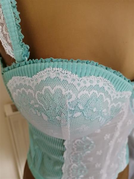 Grote foto prachtig turquoise torselet met witte kant 75b kleding dames ondergoed en lingerie