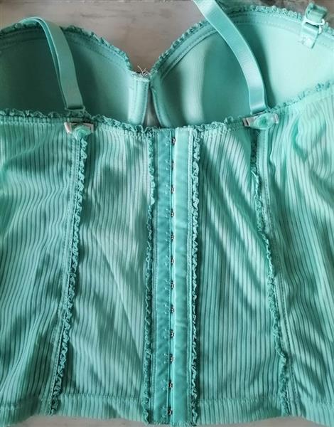 Grote foto prachtig turquoise torselet met witte kant 75b kleding dames ondergoed en lingerie