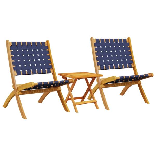 Grote foto vidaxl tuinstoelen 2 st inklapbaar met tafel massief hout blauw tuin en terras tuinmeubelen